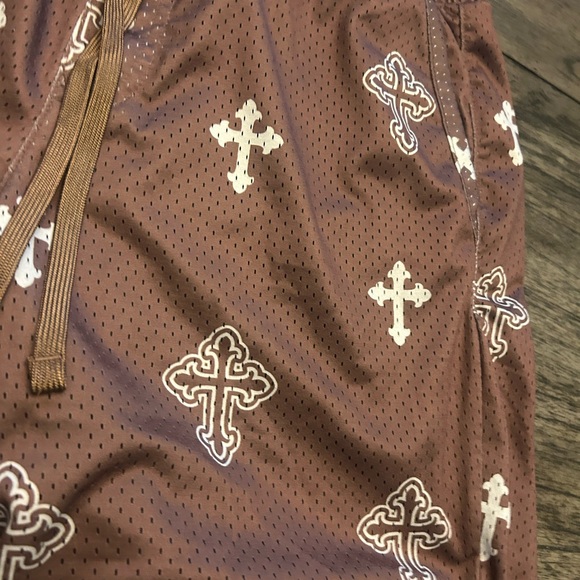 Generic Mesh Brown Shorts with Cross Pattern - Picture 2 of 5